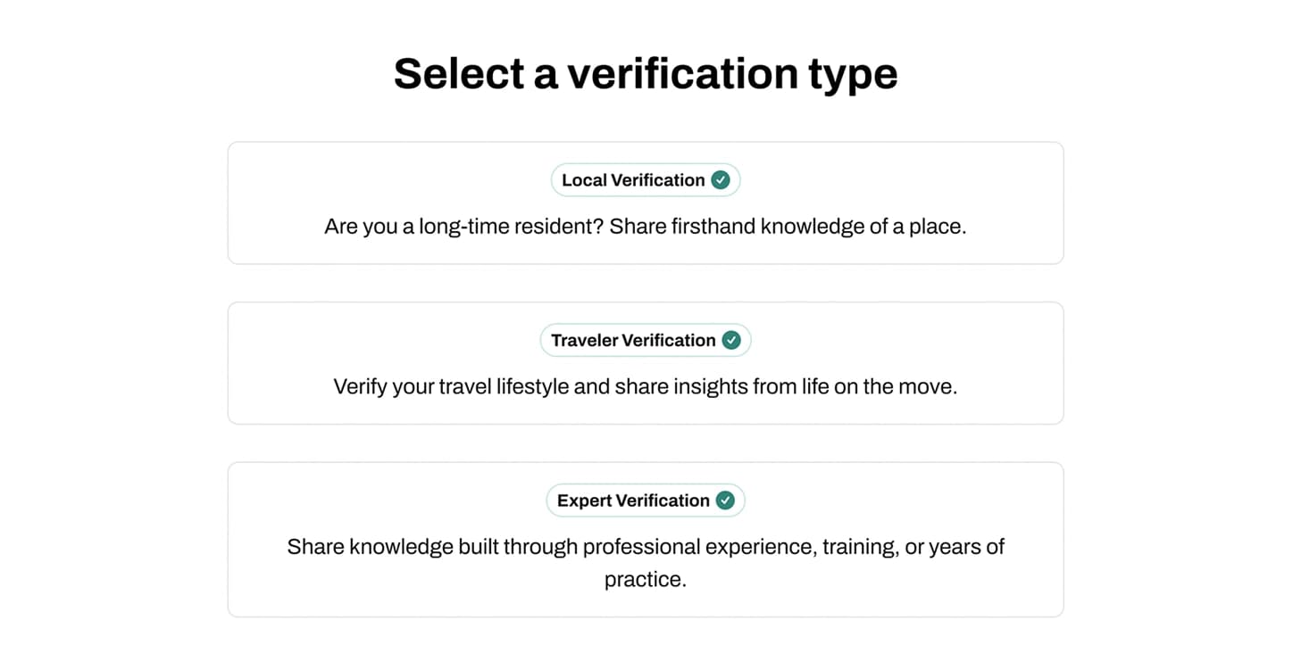 Verification type selection